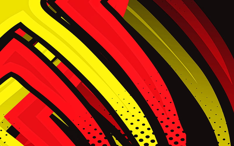 red and yellow lines, grunge art, geometric shapes, creative, colorful backgrounds, abstract lightings, abstract backgrounds, colorful lines, HD wallpaper