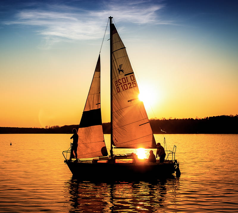 Summer time, boat, holiday, lake, lazy, sky, sun, sunset, water, HD wallpaper