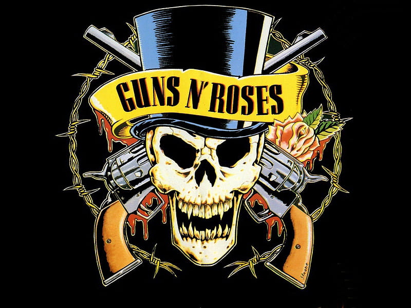 Guns N Roses, pistolas, metal, pistolas, rocas, rosas, rosas, calaveras,  Fondo de pantalla HD | Peakpx