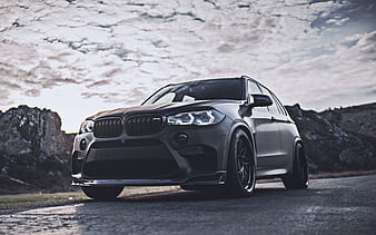 BMW X5M, F85, 2018 cars, tuning, R, tunned x5, german cars, BMW, gray X5M, HD wallpaper