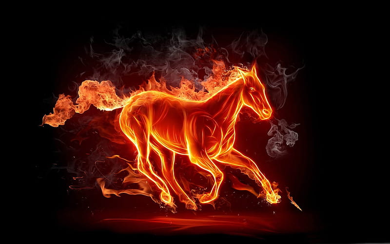 horse-The fire of artistic creativity design, HD wallpaper