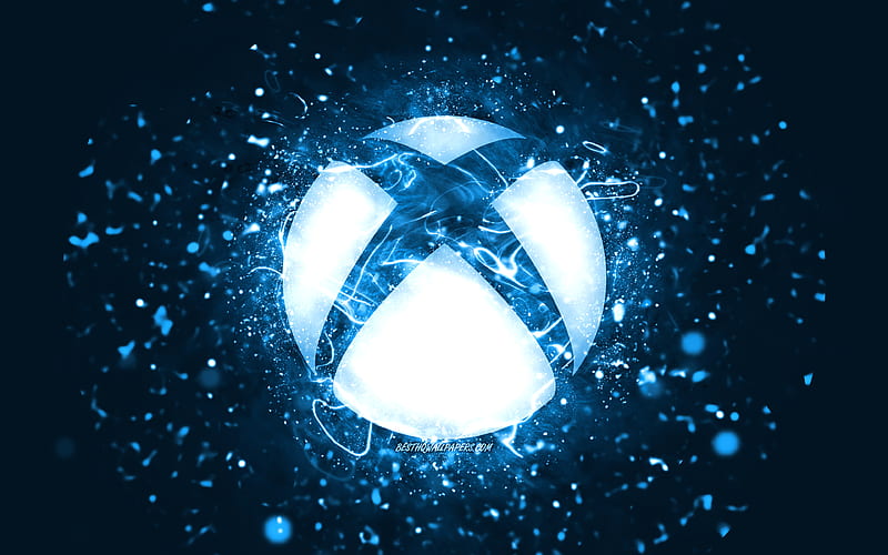 Xbox blue logo blue neon lights, creative, blue abstract background, Xbox logo, OS, Xbox, HD wallpaper