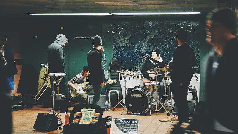 band practicing on studio, HD wallpaper