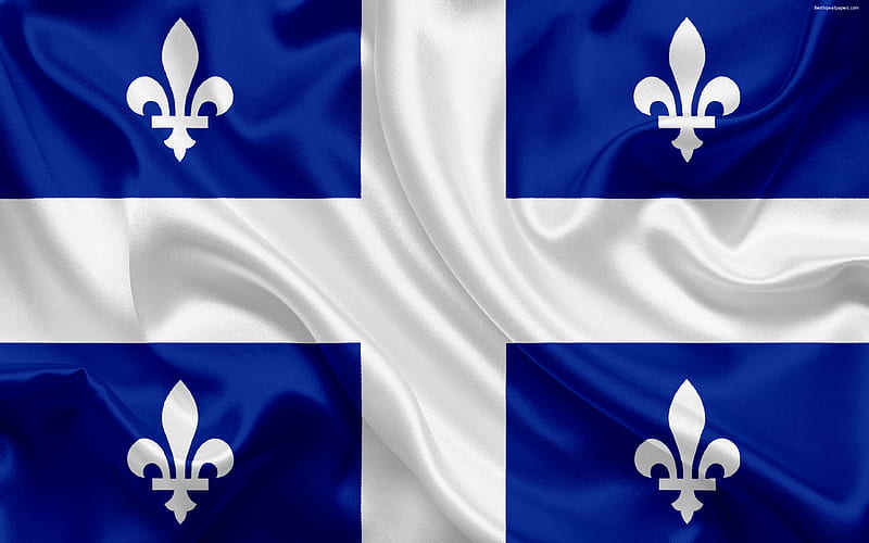 Flag of Quebec, Canada province, Quebec, silk flag, Canadian symbols, HD wallpaper