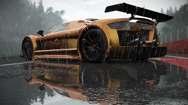 On the rain with the power, carros, race, speed, video games, power, sony,  ps, HD wallpaper