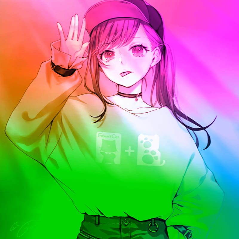 Rainbow anime girl, rainboe, HD phone wallpaper | Peakpx