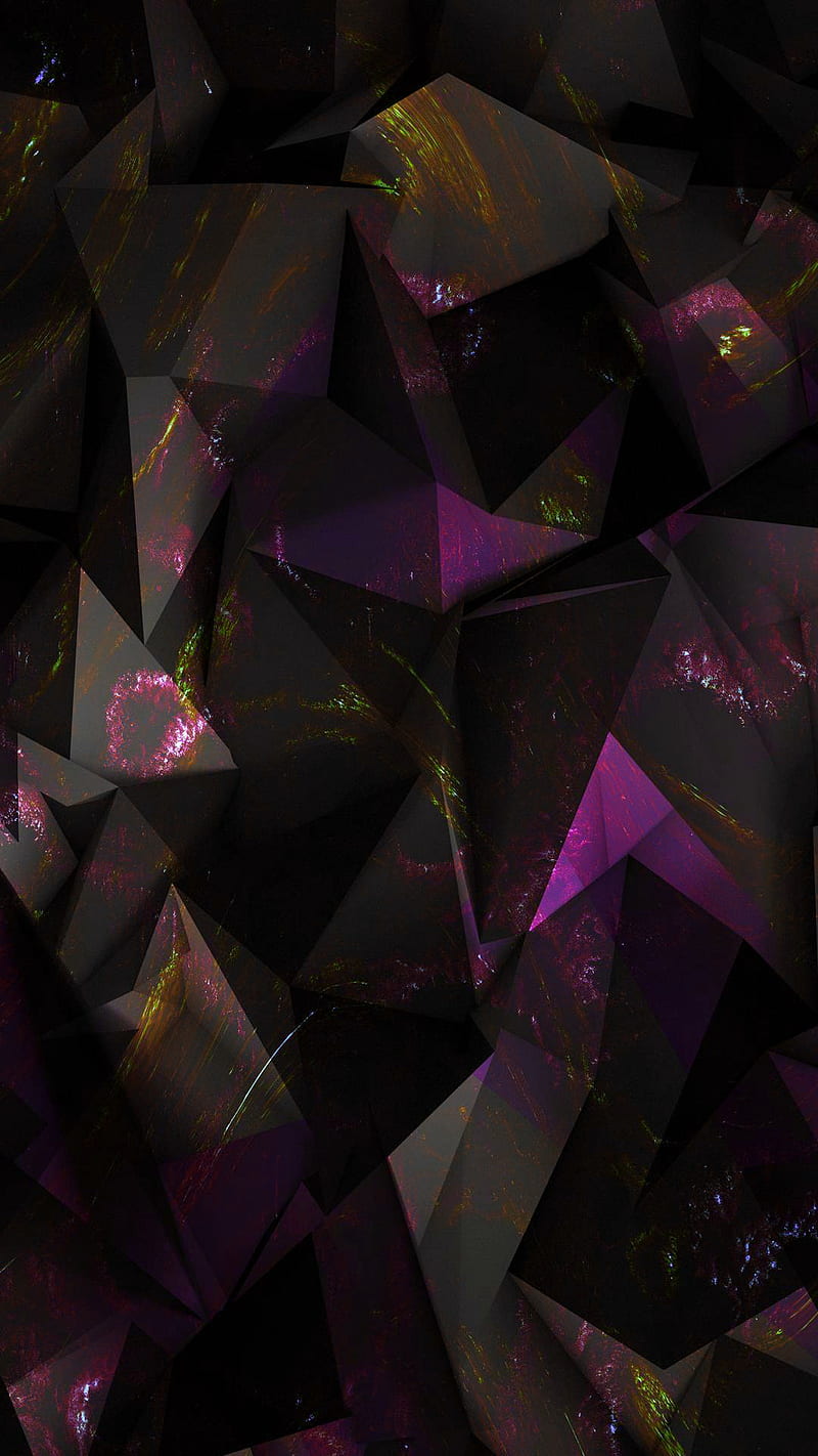 Polygon, abstract, black, dark, galaxy, geometric, HD phone wallpaper