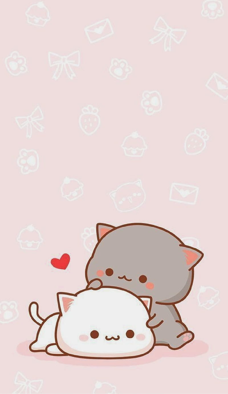 Cute cats, cat, cute, kawaii, pink, HD phone wallpaper | Peakpx