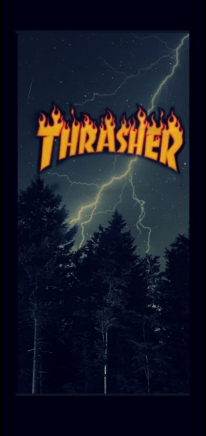 THRASHER , forest, night, dark, tormenta, HD phone wallpaper