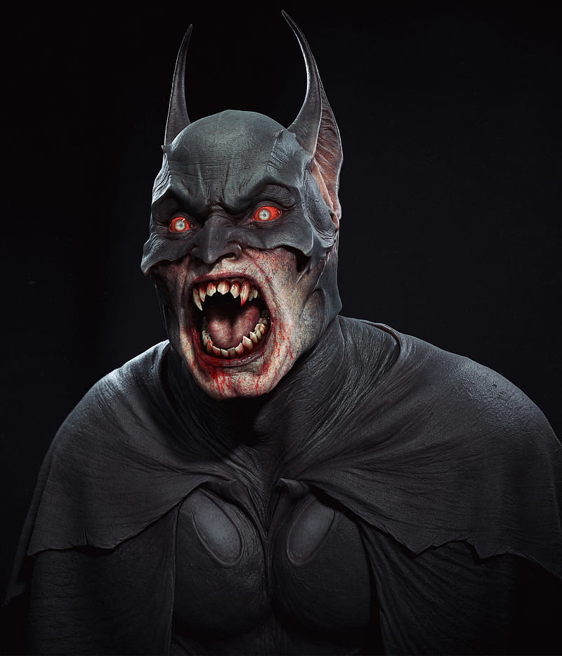 Batman, 3D, render, CGI, creature, horror, red eyes, blood, DC Comics,  Romain Pommier, HD phone wallpaper | Peakpx