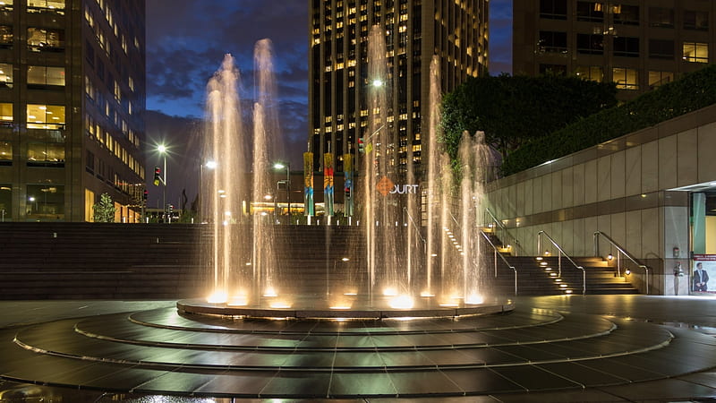 Fountain in Downtown, Los Angeles at Night, Downtown, in Downtown, Fountain, Los Angeles, Night, HD wallpaper