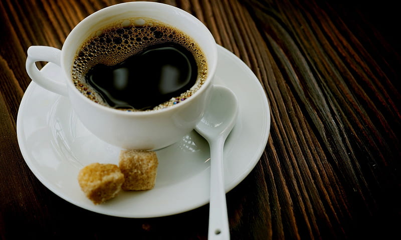 Cup of coffee and sugar cubes, coffee, cup of coffee, sugar, drinks, cup, sugar cubes, drink, HD wallpaper