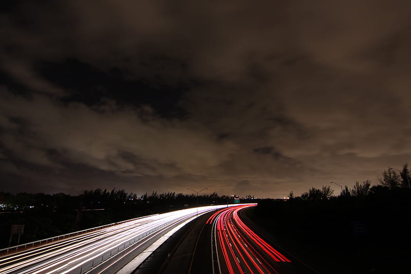 timelapse graphy of passing cars on road at nighttime, HD wallpaper