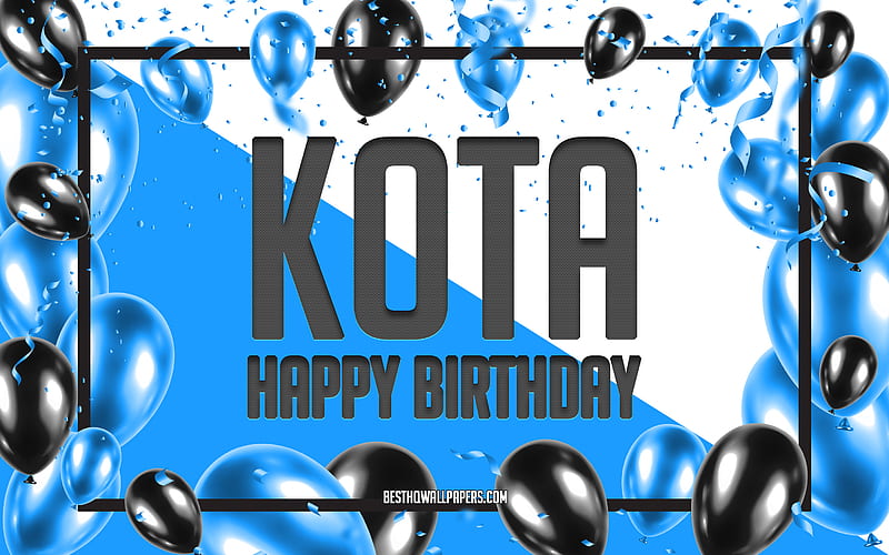 Happy Birtay Kota, Birtay Balloons Background, popular Japanese male names, Kota, with Japanese names, Blue Balloons Birtay Background, greeting card, Kota Birtay, HD wallpaper