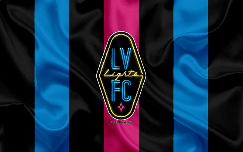 Las Vegas Lights FC American football club, logo, black and blue flag ...