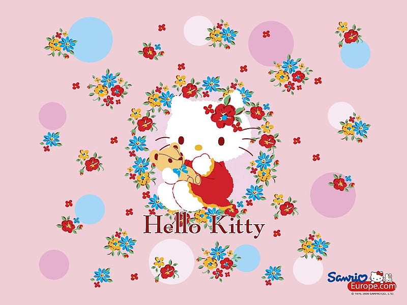 Hello Kitty hug, cute, hello kitty, anime, kitty, bear, hello, cat, HD  wallpaper