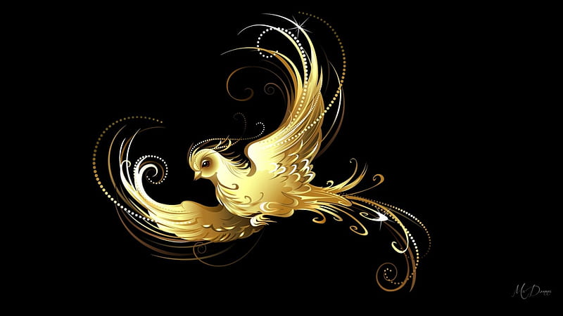 Golden Dove, gold, bird, golden, shine, peaceful, dove, peace, luxurious, HD wallpaper