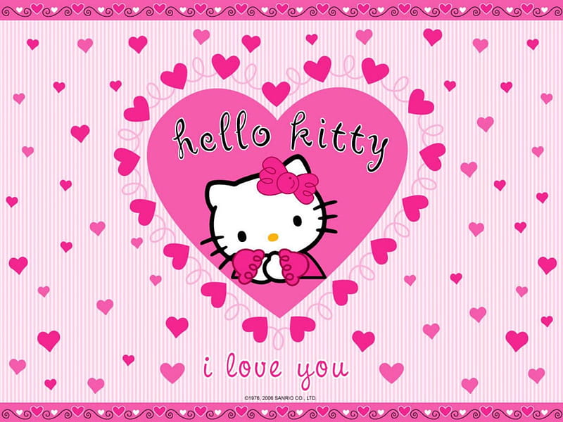 Hello Kitty, I Love You, Pink, Cartoon, Cat, corazones, HD wallpaper |  Peakpx