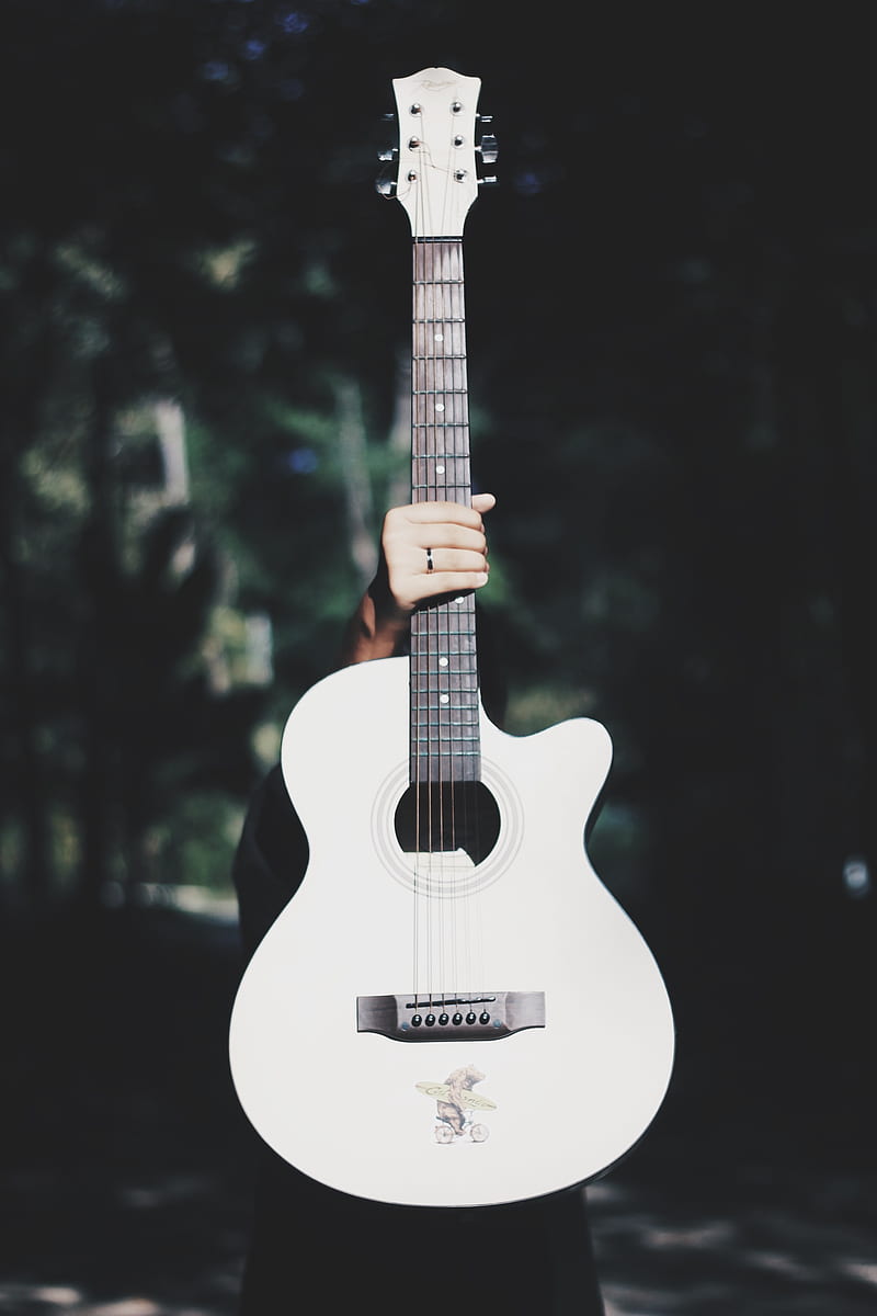 person holding white acoustic guitar, HD phone wallpaper
