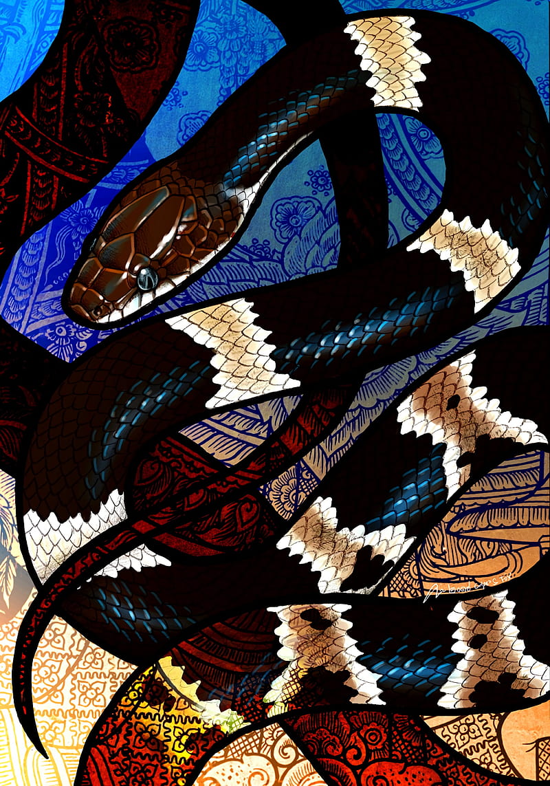 snake, pattern, scales, art, HD phone wallpaper