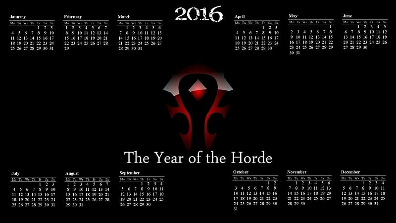 The Year of the Horde, horde emblem, 2016, warcraft, wow art, faction, wow fanart, alliance, horde, wow, HD wallpaper