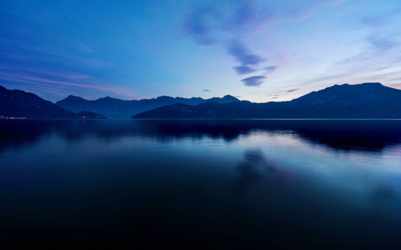 Twilight Mountain Lake, HD wallpaper