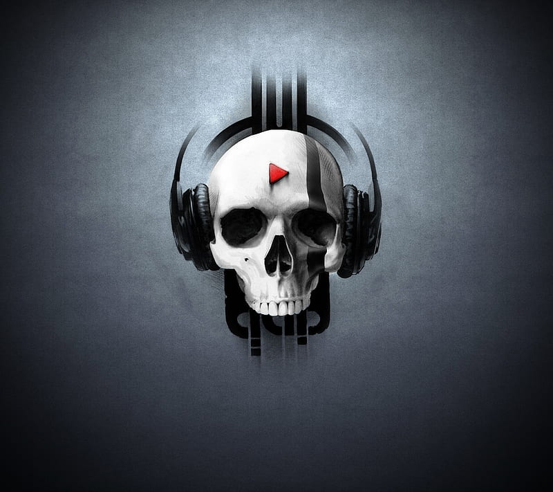 Music, cool, headphones, play, skeleton, skull, HD wallpaper