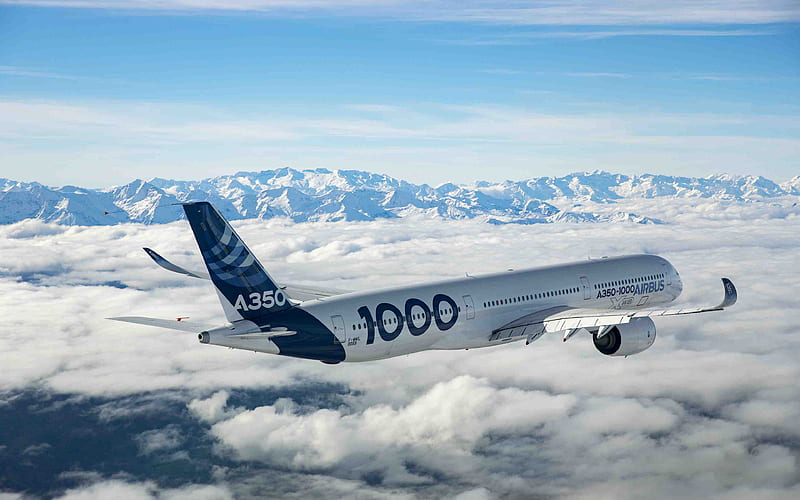 Airbus A350-1000 passenger plane, Airbus A350, civil aviation, A350-1000, Airbus, HD wallpaper