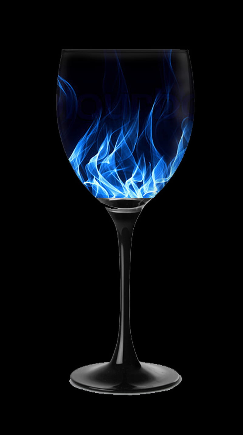 blue fire in a glass, blue fire, blue fire in a glas, wine glass, HD phone wallpaper