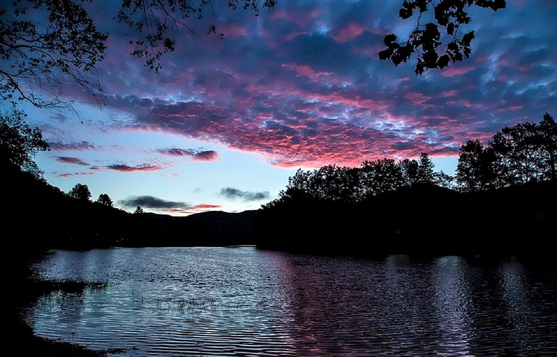 West Virginia Twilight, Lake, Twilight, Sunset, West Virginia, HD wallpaper