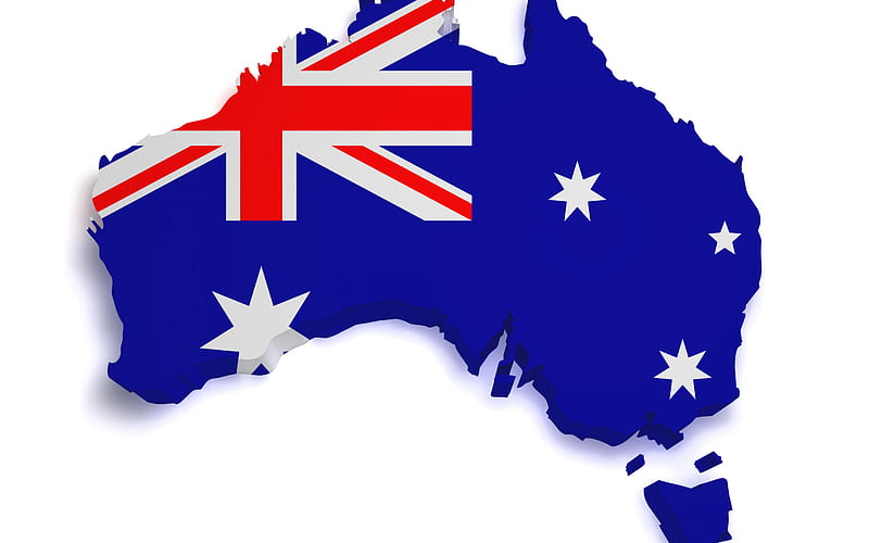 3d map of Australia, 3D art, continent, Australia, Australian flag, 3d flag, HD wallpaper