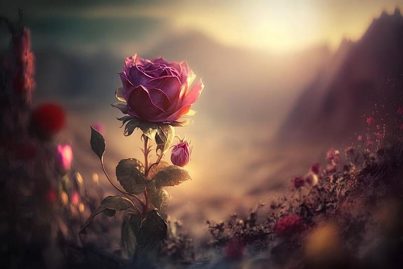 Wild roses at Sunset, Roses, Spring, Mountain, HD wallpaper