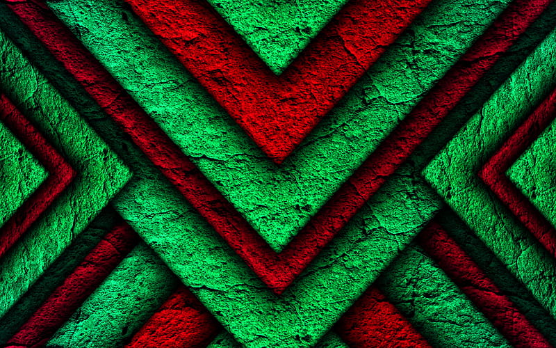 green arrows, red arrows, stone textures, creative, arrows patterns, background with arrows, grunge backgrounds, HD wallpaper