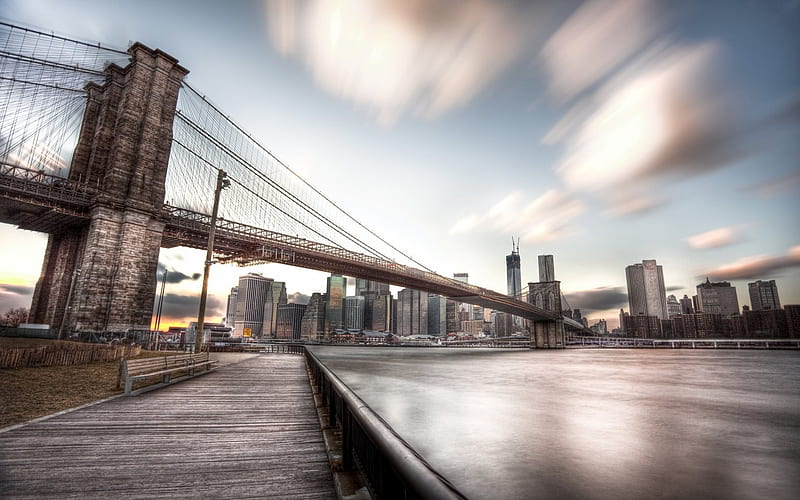 New York, Brooklyn Bridge, Suspension Bridge, r, East River, Manhattan, USA, HD wallpaper