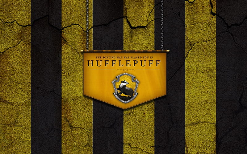 Harry Potter - Hufflepuff, Harry Potter, Coat Of Arms, movie, film, abstract, Helga Hufflepuff, Hogwarts, Hufflepuff, Houses of Hogwarts, House, HD wallpaper