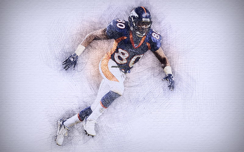 Rod Smith artwork, wide receiver, american football, Denver Broncos, NFL, drawing Rod Smith, National Football League, HD wallpaper