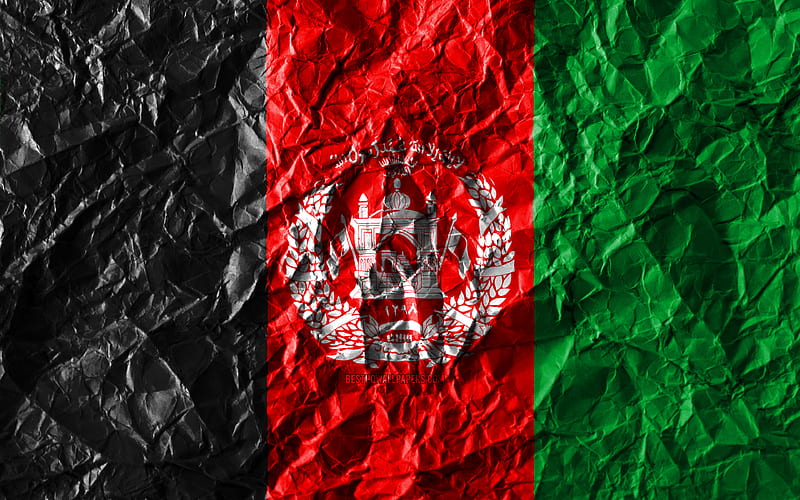 Afghan flag crumpled paper, Asian countries, creative, Flag of Afghanistan, national symbols, Asia, Afghanistan 3D flag, Afghanistan, HD wallpaper