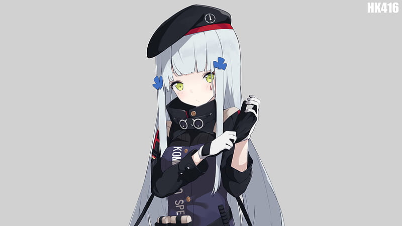 Girls Frontline Green Eyes HK416 With Gray Background Games, HD ...