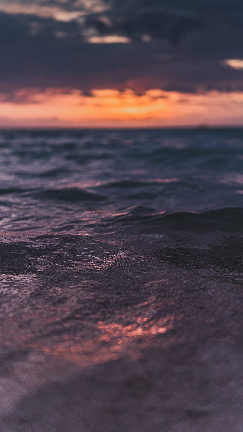 waves, ripples, sea, water, sunset, HD phone wallpaper