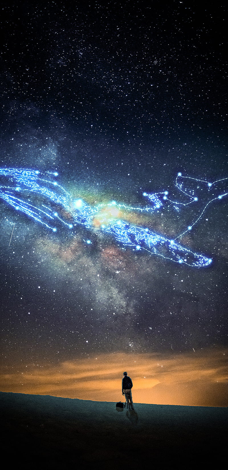 Whale Constellation, iphone, night, samsung, sky, star, starry, stars, HD phone wallpaper