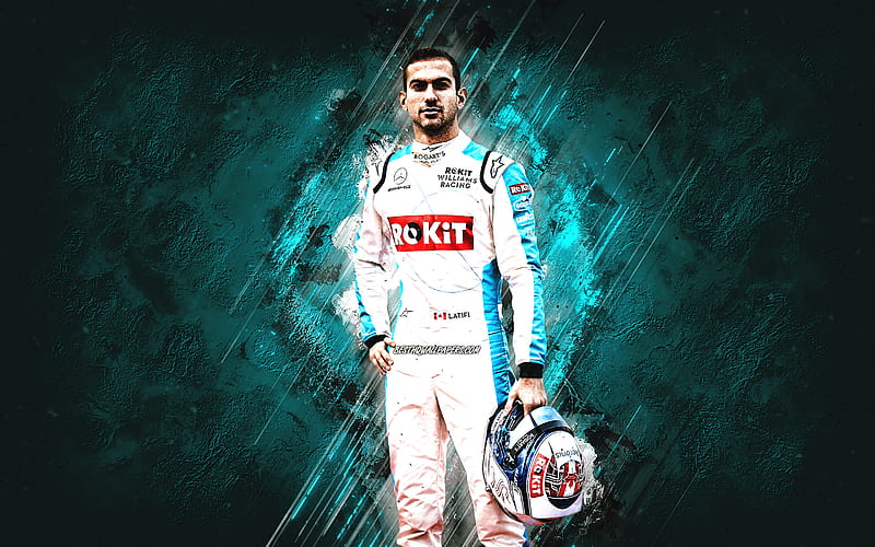 Nicholas Latifi, Williams Racing, Formula 1, Canadian racing driver, portrait, blue stone background, F1, Williams Grand Prix Engineering, HD wallpaper
