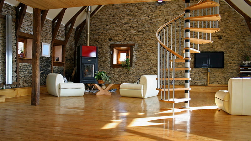 Luxury design, house, desenho, stairs, bonito, peace, livingroom, furniture, nice, summer, room, white, wood, luxury, HD wallpaper