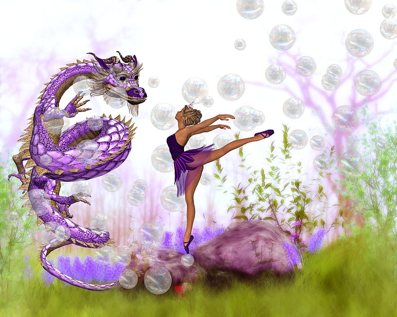 DANCE WITH ME , dance, dragon, fairy, HD wallpaper
