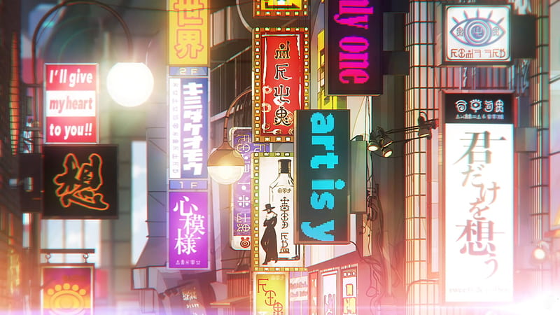 Anime, Original, Japanese, Neon, Night, HD wallpaper