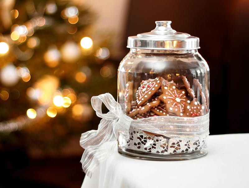 Christmas Cookies, Christmas, cookies, food, jar, HD wallpaper