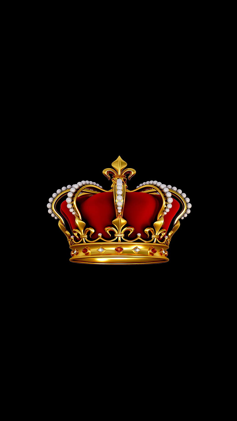 Crown, amoled, black, crow red, super amoled, yellow, HD phone wallpaper