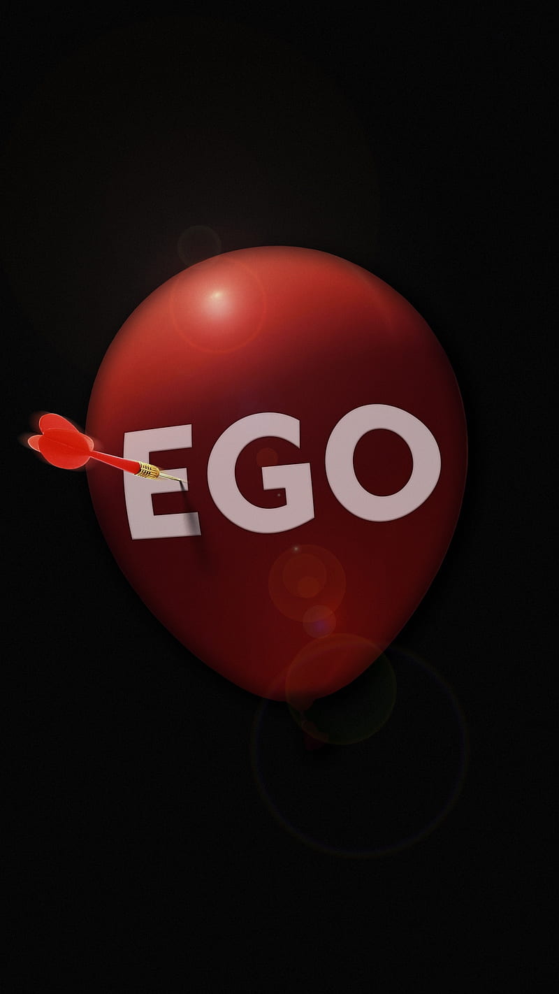 EGO, red, balloon, dart, black, word, letters, HD phone wallpaper