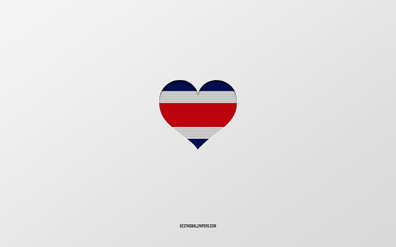 I Love Costa Rica, South America countries, Costa Rica, gray background, Costa Rica flag heart, favorite country, Love Costa Rica, HD wallpaper