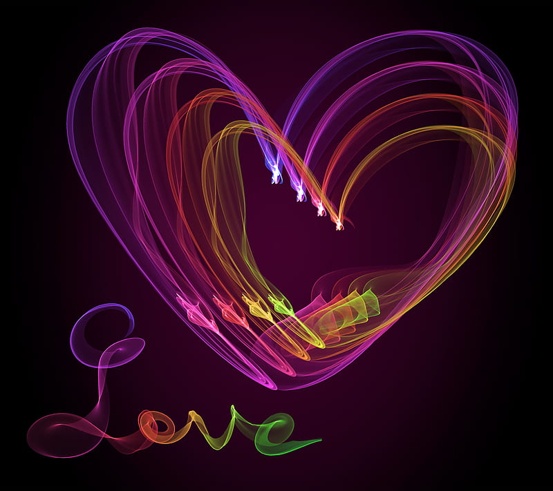 Neon Love, abstract, colors, heart, HD wallpaper