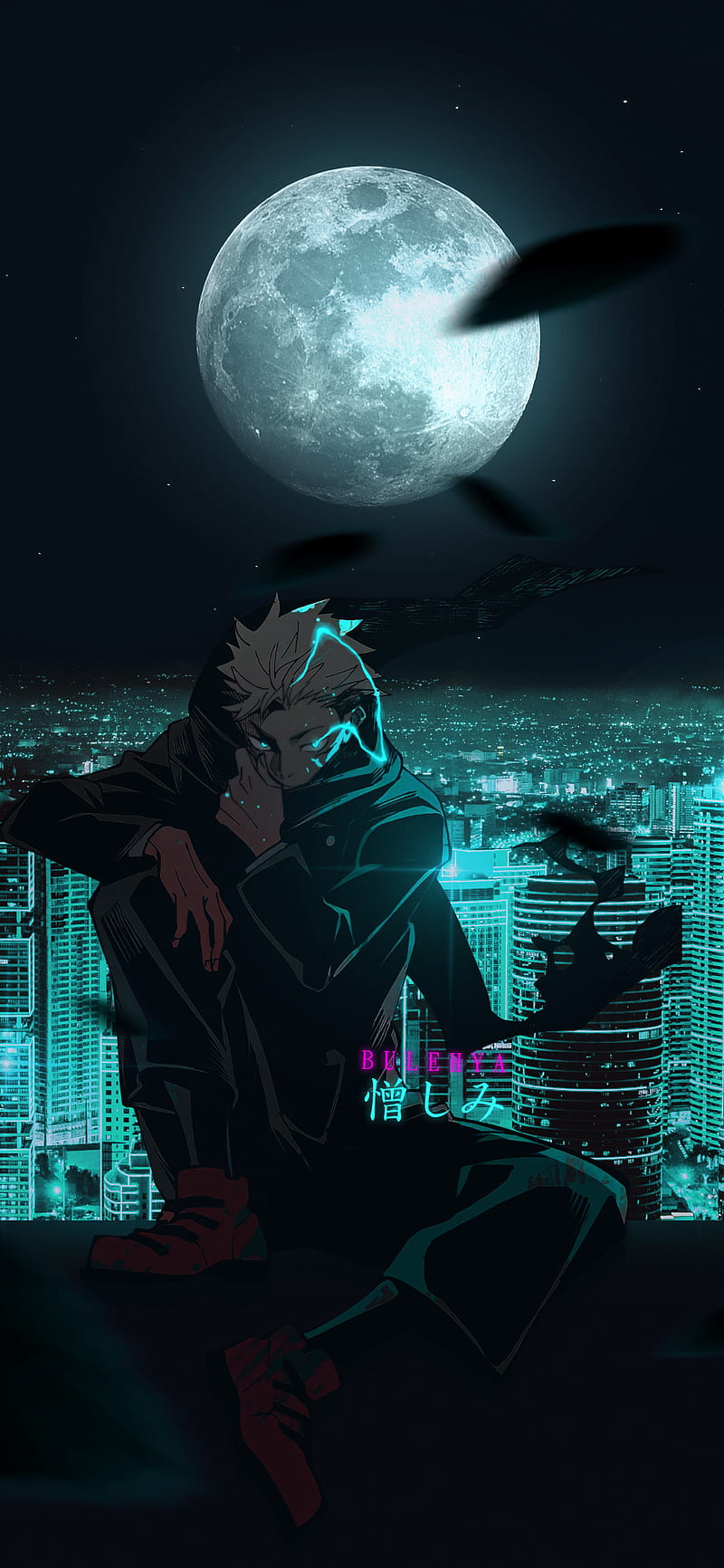 Yuji Itadori, anime, gojo satoru, japan, jujutsukaisen, manga, moon, moonlight, sakuna, HD phone wallpaper